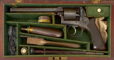 Lot 586 - AN EARLY CASED FIVE-SHOT PERCUSSION 51 ADAMS REVOLVER BY DOOLEY