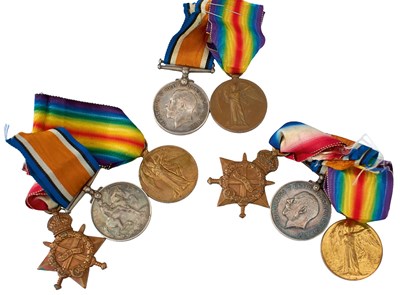 Lot 757 - A GROUP OF THREE SETS OF FIRST WAR MEDALS TO THE SAME FAMILY