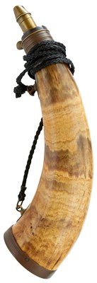 Lot 488 - A 19TH CENTURY POWDER HORN OF MILITARY TYPE