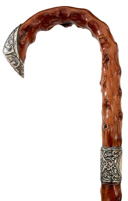 Lot 877 - AN EDWARDIAN SILVER MOUNTED WALKING STICK