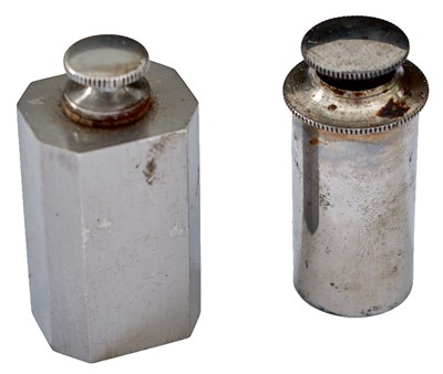 Lot 518 - A BRACE OF BURNISHED OIL BOTTLES