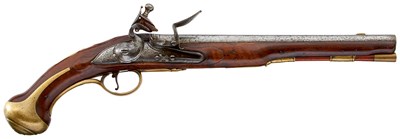 Lot 228 - A RARE .600 CALIBRE REGIMENTALLY MARKED FLINTLOCK HEAVY DRAGOON PISTOL BY JORDAN