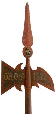 Lot 307 - A BRACE OF 18TH CENTURY BRITISH SERGEANT'S HALBERDS