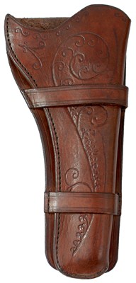Lot 530 - A 19TH CENTURY BROWN LEATHER HOLSTER FOR A COLT PEACEMAKER