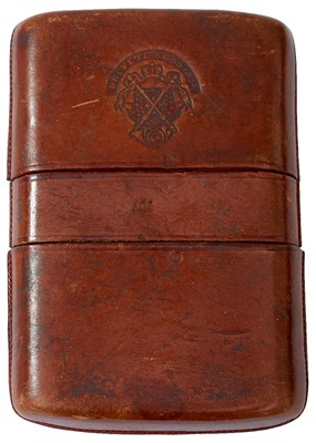 Lot 522 - A RARE FRENCH OR BELGIAN BROWN LEATHER POUCH