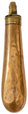Lot 526 - A VERY LARGE BAG RIFLE POWDER FLASK
