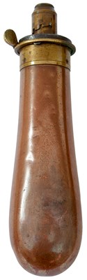 Lot 525 - A LARGE BAG RIFLE POWDER FLASK