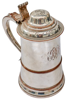 Lot 920 - OF ADMIRAL LORD NELSON INTEREST: A 19TH CENTURY COMMEMORATIVE SILVER PLATED TANKARD