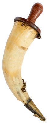 Lot 916 - A 19TH CENTURY NAVAL GUNNER'S POWDER HORN