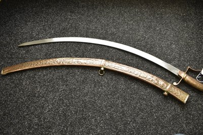 Lot 46 - A 19TH CENTURY SIKH SHAMSHIR SHIKARGAR