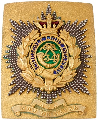 Lot 737 - INDIAN ARMY: A 34TH LIGHT INFANTRY (CHICACOLE) OFFICER'S SHOULDER BELT PLATE
