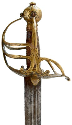 Lot 324 - A 17TH CENTURY ENGLISH CIVIL WAR PERIOD BRASS HILTED MORTUARY SWORD