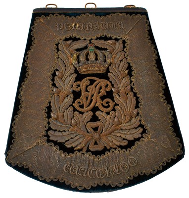 Lot 683 - A VICTORIAN OFFICER'S SABRETACHE OF THE ROYAL DRAGOONS