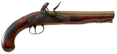 Lot 557 - A 25-BORE FLINTLOCK CUSTOMS PISTOL BY BARNET