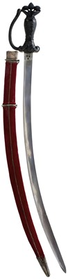 Lot 248 - A GOOD 19TH CENTURY BASALT HILTED INDIAN SHAMSHIR
