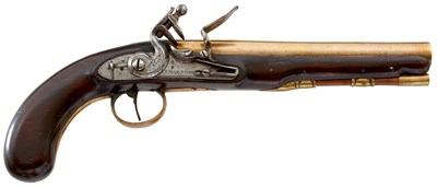 Lot 556 - AN 18-BORE FLINTLOCK MAIL COACH PISTOL BY HARDING