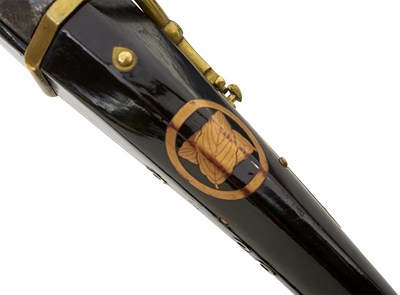 Lot 16 - A RARE 30-BORE EDO PERIOD JAPANESE LACQUERED MATCHLOCK PISTOL