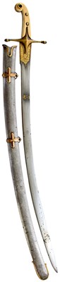 Lot 270 - A GEORGIAN OFFICER'S MAMELUKE WITH TROPHY INDIAN TULWAR BLADE