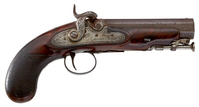 Lot 558 - AN IRISH 14-BORE PERCUSSION MAN-STOPPER PISTOL