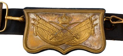 Lot 695 - A 20TH CENTURY CONTINENTAL CAVALRY OFFICER'S SHOULDER BELT AND POUCH