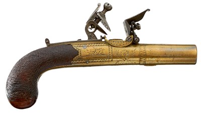 Lot 552 - A 54-BORE FLINTLOCK BOXLOCK POCKET PISTOL