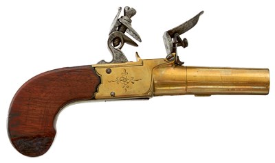 Lot 554 - AN 80-BORE FLINTLOCK BOXLOCK POCKET PISTOL