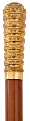 Lot 879 - A YELLOW METAL MOUNTED LADY'S RIDING CROP