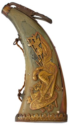 Lot 542 - A LATE 18TH OR EARLY 19TH CENTURY ITALIAN POWDER HORN