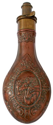 Lot 544 - A PHARAOH'S HORSES EMBOSSED POWDER FLASK