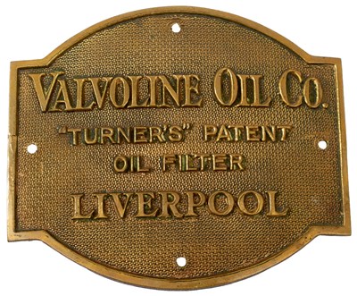 Lot A VALVOLINE OIL COMPANY BRASS SIGN