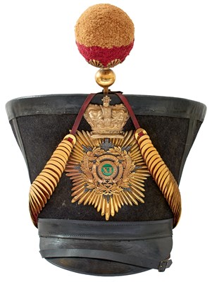 Lot 659 - AN 11TH REGIMENT OF FOOT (DEVONSHIRE) OFFICER'S BELL-TOP SHAKO