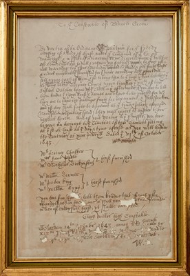 Lot 187 - OF ENGLISH CIVIL WAR INTEREST - A LETTER TO THE CONSTABLES OF BEDNOSS GREEN