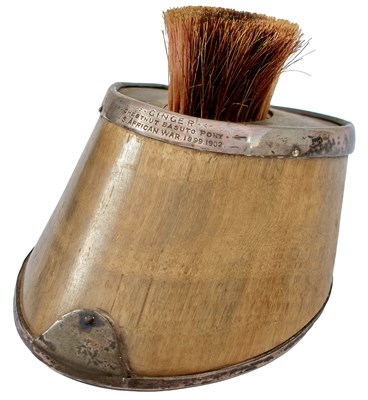 Lot OF SECOND BOER WAR INTEREST: A SILVER MOUNTED HORSE'S HOOF BOOT BRUSH