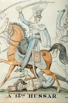 Lot A PAIR OF 19TH CENTURY HAND COLOURED MILITARY ENGRAVINGS