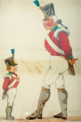 Lot 711 - A 19TH CENTURY WATERCOLOUR ON A MILITARY THEME