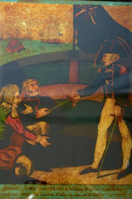 Lot AN EARLY 19TH CENTURY REVERSE GLASS PRINT