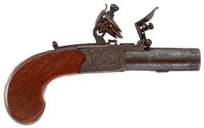 Lot A 50-BORE FLINTLOCK BOXLOCK POCKET PISTOL BY WILLIAM PARKER