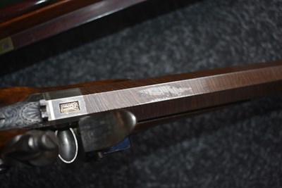Lot 268 - A FINE CASED PAIR OF 38-BORE DUELLING PISTOLS BY JOSEPH MANTON