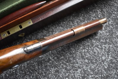 Lot 268 - A FINE CASED PAIR OF 38-BORE DUELLING PISTOLS BY JOSEPH MANTON