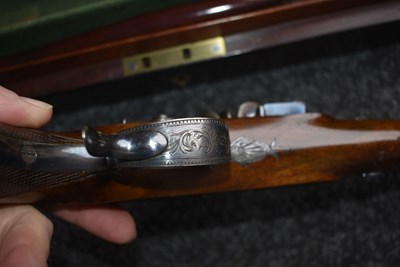 Lot 268 - A FINE CASED PAIR OF 38-BORE DUELLING PISTOLS BY JOSEPH MANTON