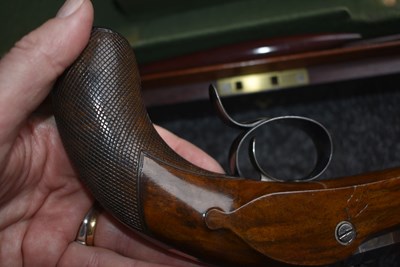 Lot 268 - A FINE CASED PAIR OF 38-BORE DUELLING PISTOLS BY JOSEPH MANTON