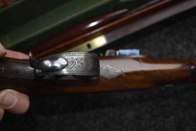 Lot 268 - A FINE CASED PAIR OF 38-BORE DUELLING PISTOLS BY JOSEPH MANTON