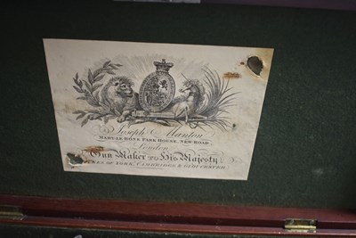 Lot 268 - A FINE CASED PAIR OF 38-BORE DUELLING PISTOLS BY JOSEPH MANTON