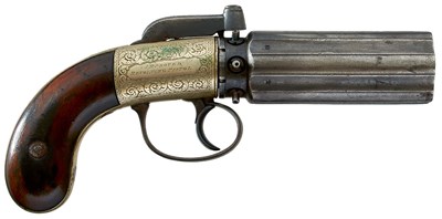 Lot A LARGE 60-BORE SIX-SHOT PERCUSSION PEPPERBOX REVOLVER