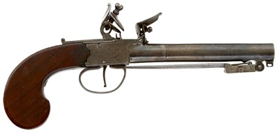 Lot A 56-BORE FLINTLOCK BOXLOCK BAYONET TRAVELLING PISTOL