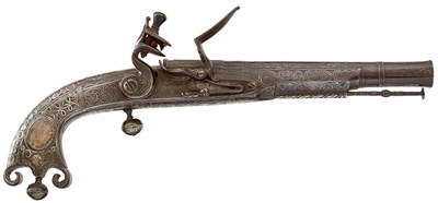 Lot A 22-BORE FLINTLOCK ALL-STEEL SCOTTISH BELT PISTOL BY MURDOCH