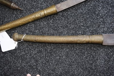 Lot 60 - TWO 18TH CENTURY LAN NA KINGDOM DHAAB NGAO HOWDAH SWORDS