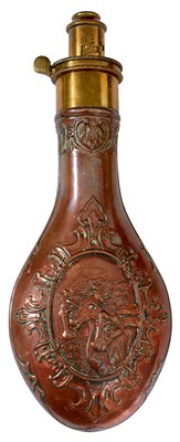 Lot A PHARAOH'S HORSES EMBOSSED POWDER FLASK