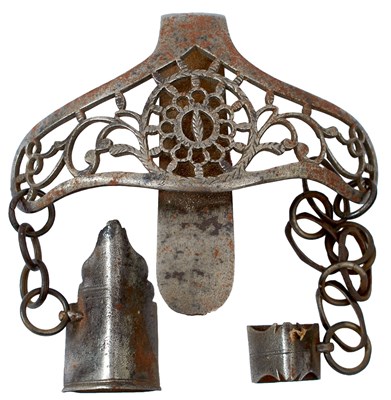 Lot AN 18TH CENTURY CUT STEEL SMALLSWORD HANGER
