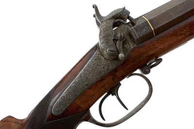 Lot 416 - AN 18-BORE DOUBLE BARRELLED PERCUSSION SPORTING RIFLE BY TANNER & SON OF HANNOVER FROM THE ROYAL HOUSE OF HANNOVER